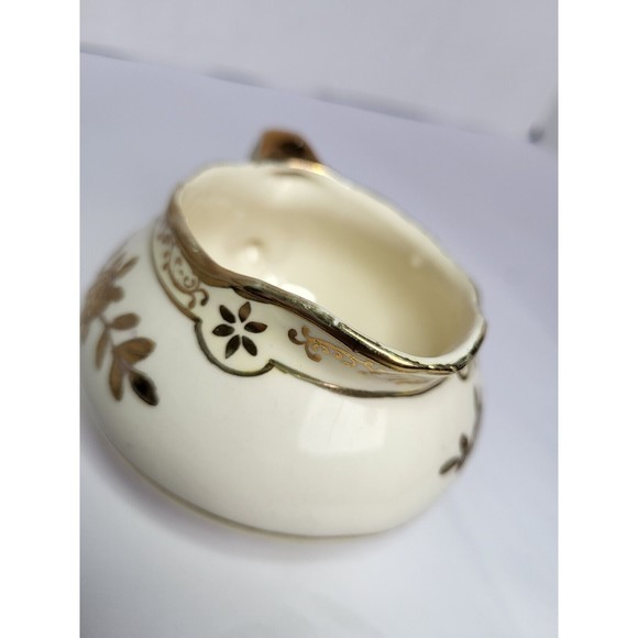 Antique Moriyama Mori Machi Creamer Hand Painted Floral Ivory Gold 1920s Japan - Picture 7 of 13
